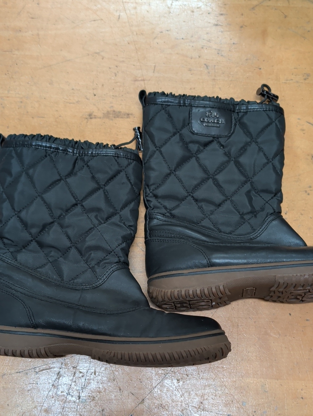 Coach Black Quilted Mid-Calf Winter Rain Boots
